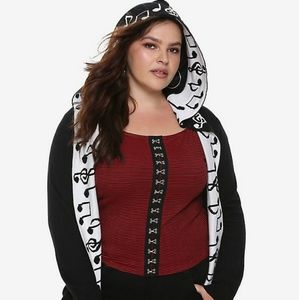 Hot Topic Music Note Hood Cardigan
